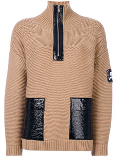 свитер с молнией и контрастными нашивками Courrèges
