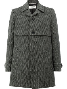 пальто с узором в елочку Saint Laurent