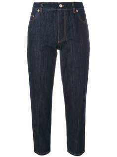 укороченные джинсы с заплатками  Miu Miu