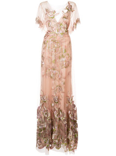 длинное платье с цветочным мотивом Marchesa Notte