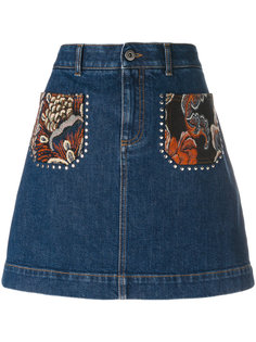 мини юбка с вышивкой на карманах Stella McCartney