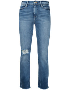 укороченные джинсы с необработанным краем  Frame Denim
