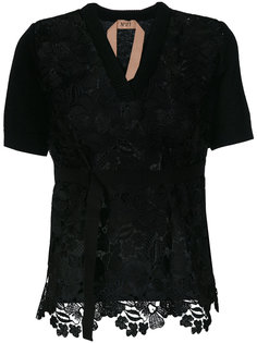 блузка с вышивкой и V-образным вырезом Nº21