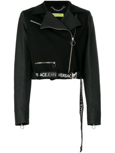 укороченная байкерская куртка с логотипом  Versace Jeans