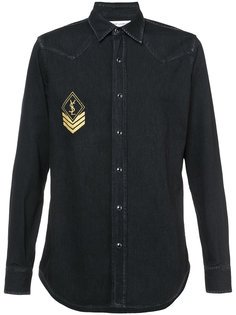 джинсовая рубашка с принтом логотипа Saint Laurent