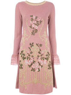 платье-свитер с цветочной вышивкой и кружевом  Alberta Ferretti