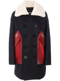 пальто с кожаными панелями Dsquared2