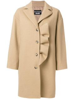 однобортное пальто с оборками Boutique Moschino