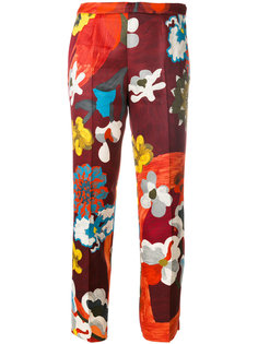укороченные брюки с цветочным принтом  Prada