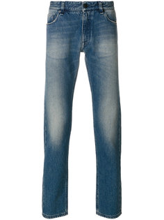 выбеленные джинсы с вышивкой Fendi