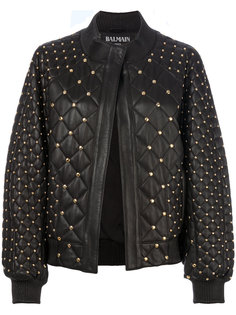 стеганая куртка-бомбер с заклепками Balmain