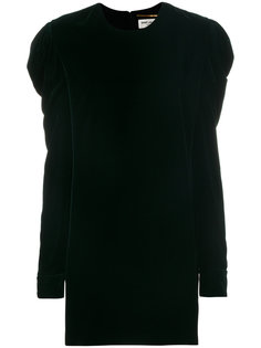 платье мини со сборками на рукавах Saint Laurent
