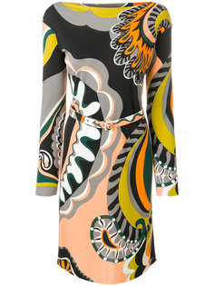 платье мини с принтом и вырезом лодочкой  Emilio Pucci