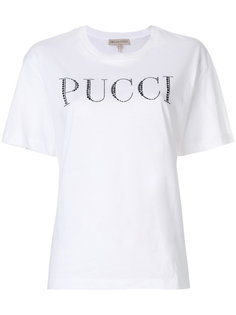 футболка с украшенным стразами логотипом  Emilio Pucci