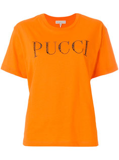футболка с украшенным стразами логотипом  Emilio Pucci