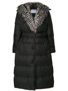 пальто с отделкой из меха лисы  Prada