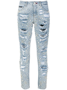 узкие джинсы с объемным декором Philipp Plein