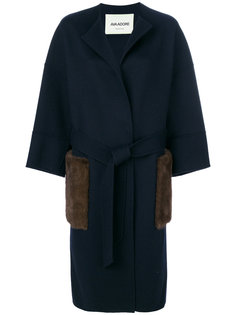 однобортное пальто с отделкой на карманах Ava Adore