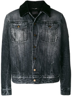 джинсовая куртка с кожаным воротником Saint Laurent