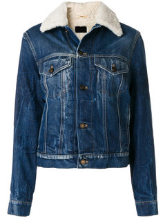 джинсовая куртка с отделкой из овечьего меха Saint Laurent