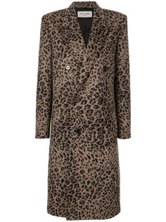 пальто с леопардовым узором Saint Laurent