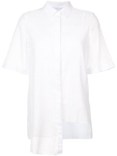 semi sheer asymmetric short sleeve shirt Kimora Lee Simmons