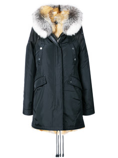 Bellville tricolour fox fur trim coat Nicole Benisti