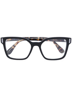квадратные очки с полосатыми дужками Prada Eyewear
