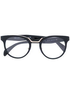 круглые очки с цветочным декором Prada Eyewear