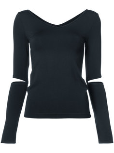 v-neck cut out sleeve top Helmut Lang