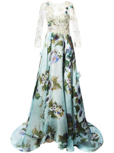 вечернее платье с кружевной вставкой Marchesa