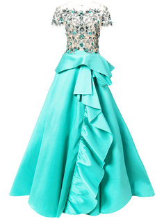 вечернее платье с расшитым бисером топом Marchesa