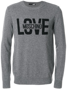 джемпер вязки интарсия с логотипом  Love Moschino