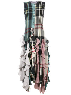 платье в стилистике пэчворк с рюшами на подоле JW Anderson