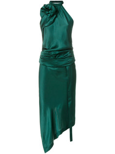 асимметричное атласное платье халтер  Saint Laurent