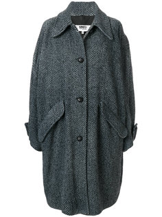 вязаное пальто с узором елочкой Mm6 Maison Margiela