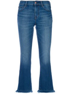 укороченные джинсы с бахромой  J Brand