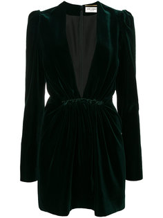 бархатное платье с глубоким вырезом  Saint Laurent