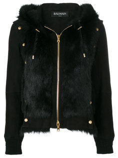 короткая дубленка с заклепками Balmain