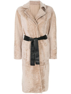 пальто с кожаным ремнем Drome