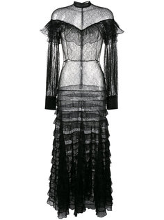 прозрачное кружевное платье с рюшами Alessandra Rich