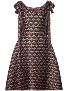 shoulder bow bee print A-line dress  Christian Siriano