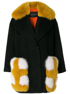 пальто с отделкой из меха лисы  Blancha