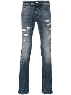 джинсы кроя слим с потертой отделкой Pierre Balmain