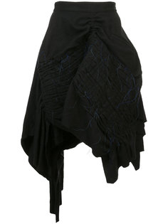 асимметричная юбка со сборками Yohji Yamamoto