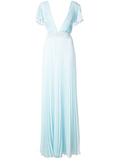 deep V-neck pleated gown Patbo
