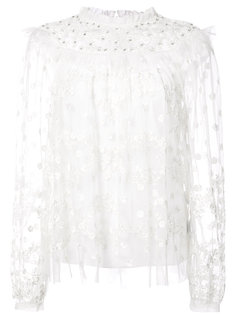 sheer floral embroidered blouse Needle & Thread