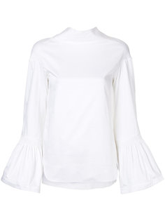 рубашка срасклешенными рукавами и бантом на спине Teija