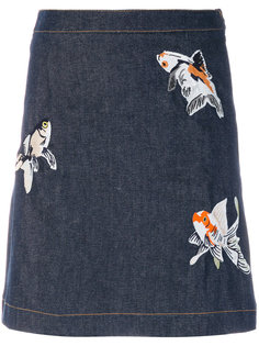мини-юбка с вышитыми рыбами Maison Labiche
