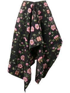 асимметричная юбка с драпировкой и цветочным принтом  Preen By Thornton Bregazzi